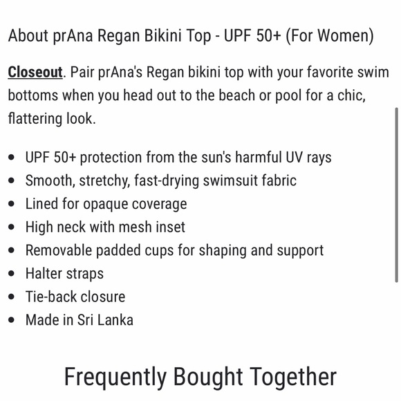 PRANA • NWT! “Regan” High Neck UPF 50+ Bikini Top - Black Springtime - Size S - Picture 16 of 16